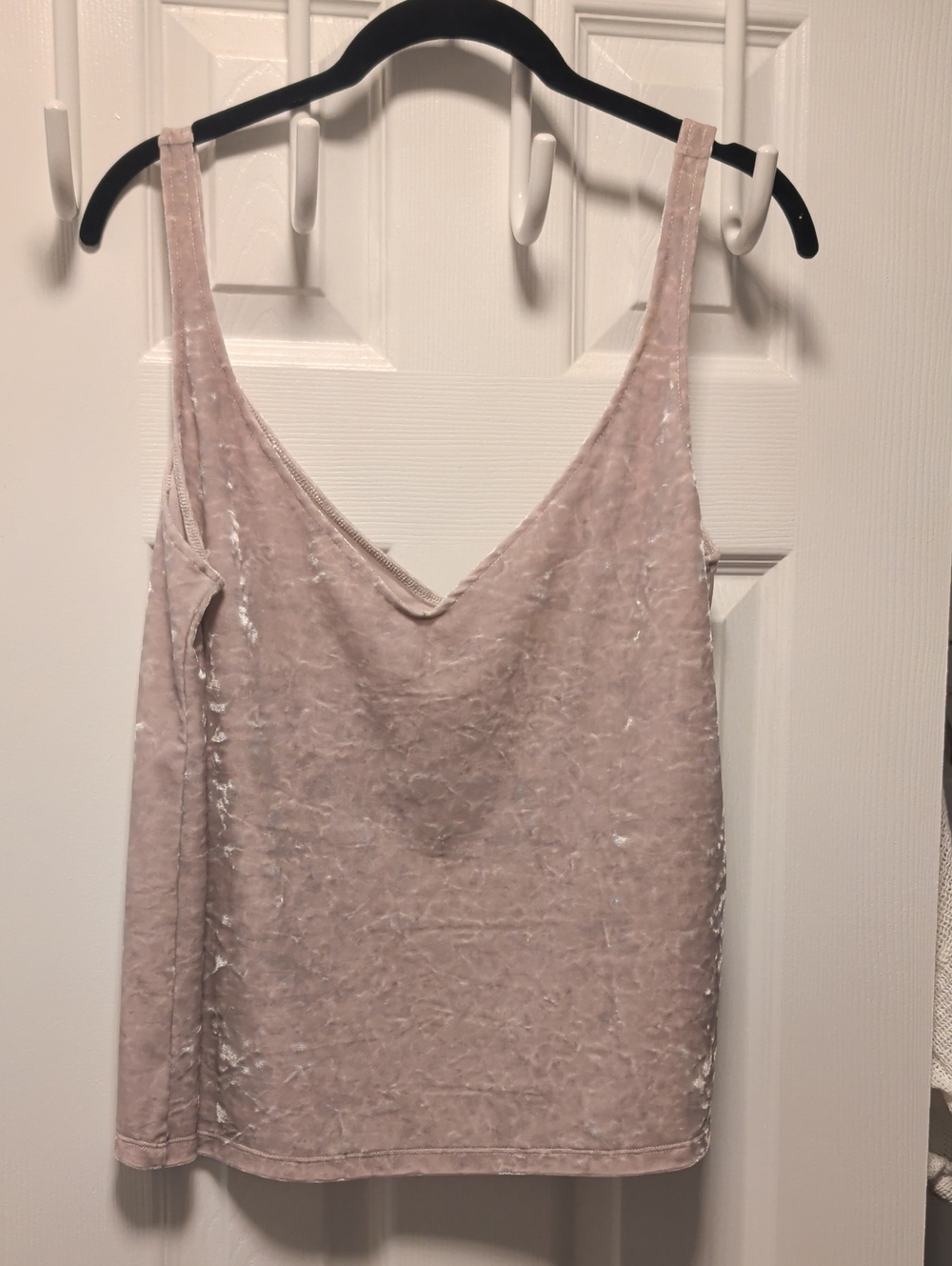 H&M Crushed Velvet V-Neck Cami - Light Blush